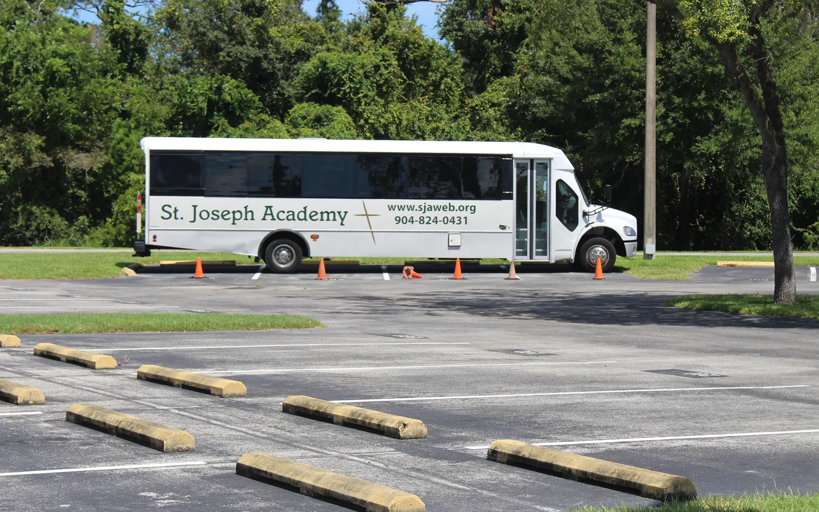St Joseph Academy bus, side view