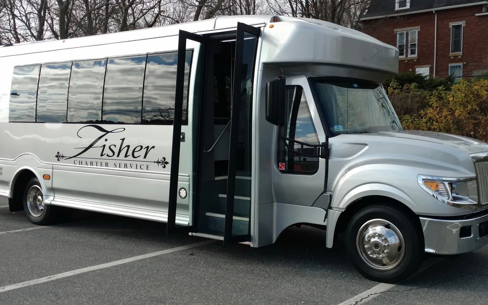 Fisher Bus, Inc. bus, front corner view
