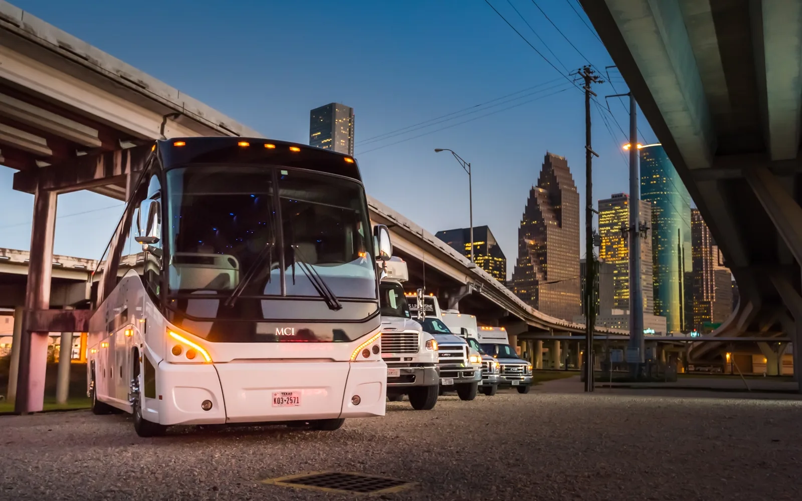 Sam's Limousine And Transportation bus, front corner view