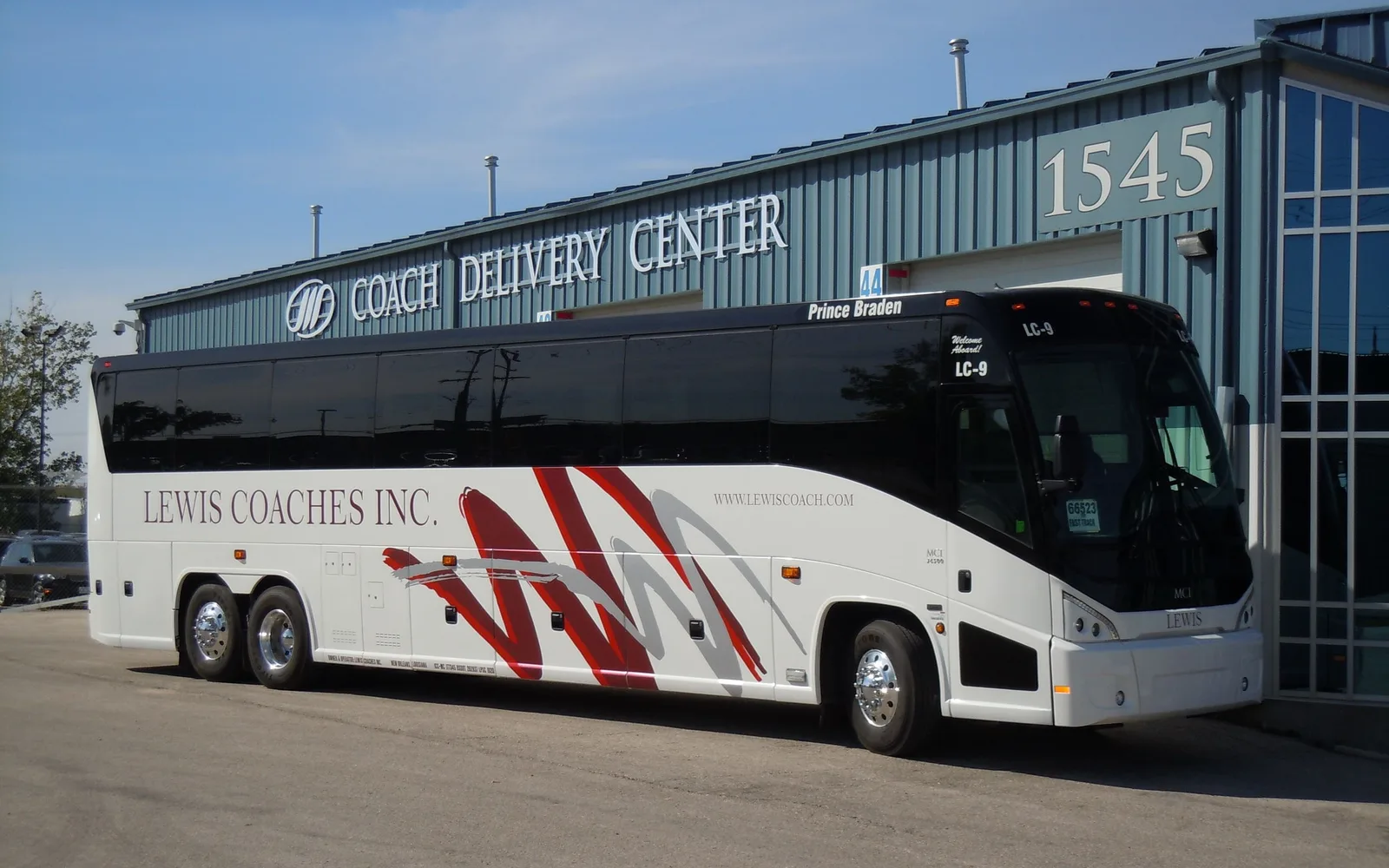 Lewis Coaches, Inc. bus, side view