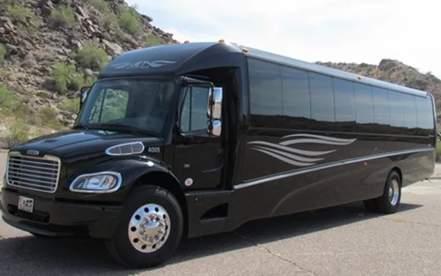 Jet Limousines & Transportation LLC bus, front corner view