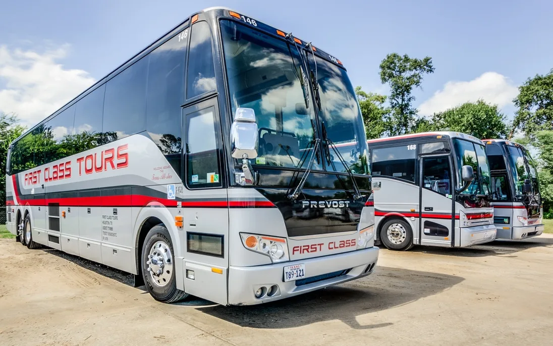 First Class Transportation, LLC bus, front corner view