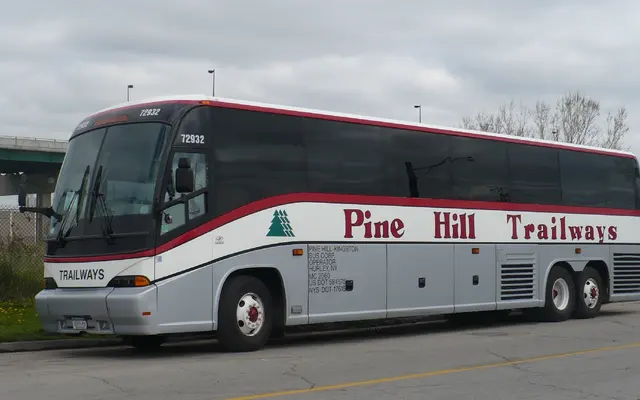 Pine Hill Trailways bus, front corner view