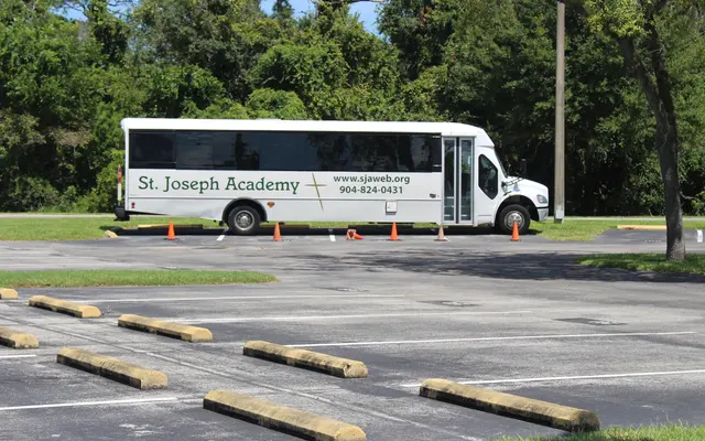 St Joseph Academy bus, side view