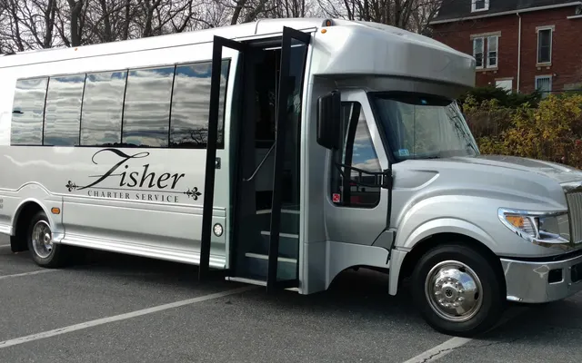 Fisher Bus, Inc. bus, front corner view