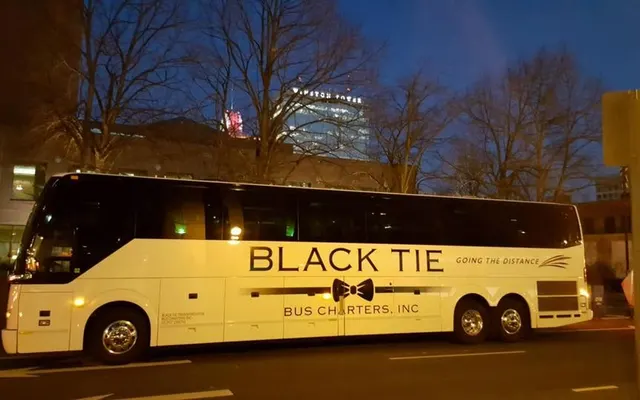 Black Tie Transportation Bus Charters Inc bus, side view